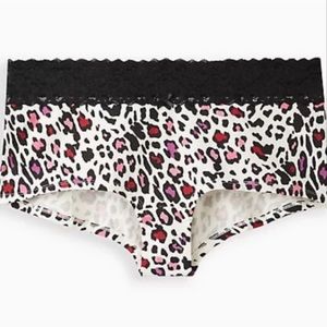 Torrid White Cotton Leopard Print Boyshort Panty NWT